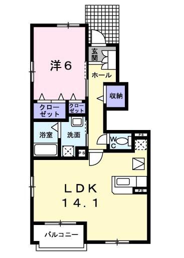 メゾン・ド・ジュネス(1LDK/1階)の間取り写真