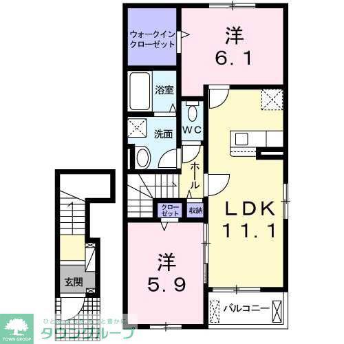 ボナール(2LDK/2階)の間取り写真