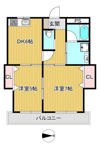 メゾンスバル(2DK/1階)の間取り写真
