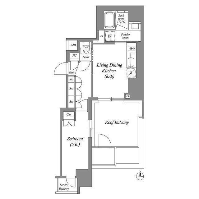 ACP RESIDENCE錦糸町(1LDK/13階)の間取り写真