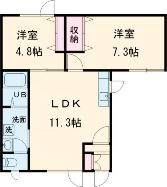 ウィング桔梗(2LDK/2階)の間取り写真