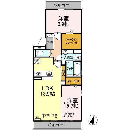 アンダー フォレスト V A棟(2LDK/3階)の間取り写真