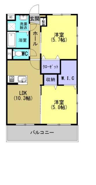 ウイング コート(2LDK/2階)の間取り写真