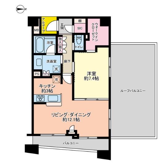 モンヴェール四ツ谷(1LDK/7階)の間取り写真