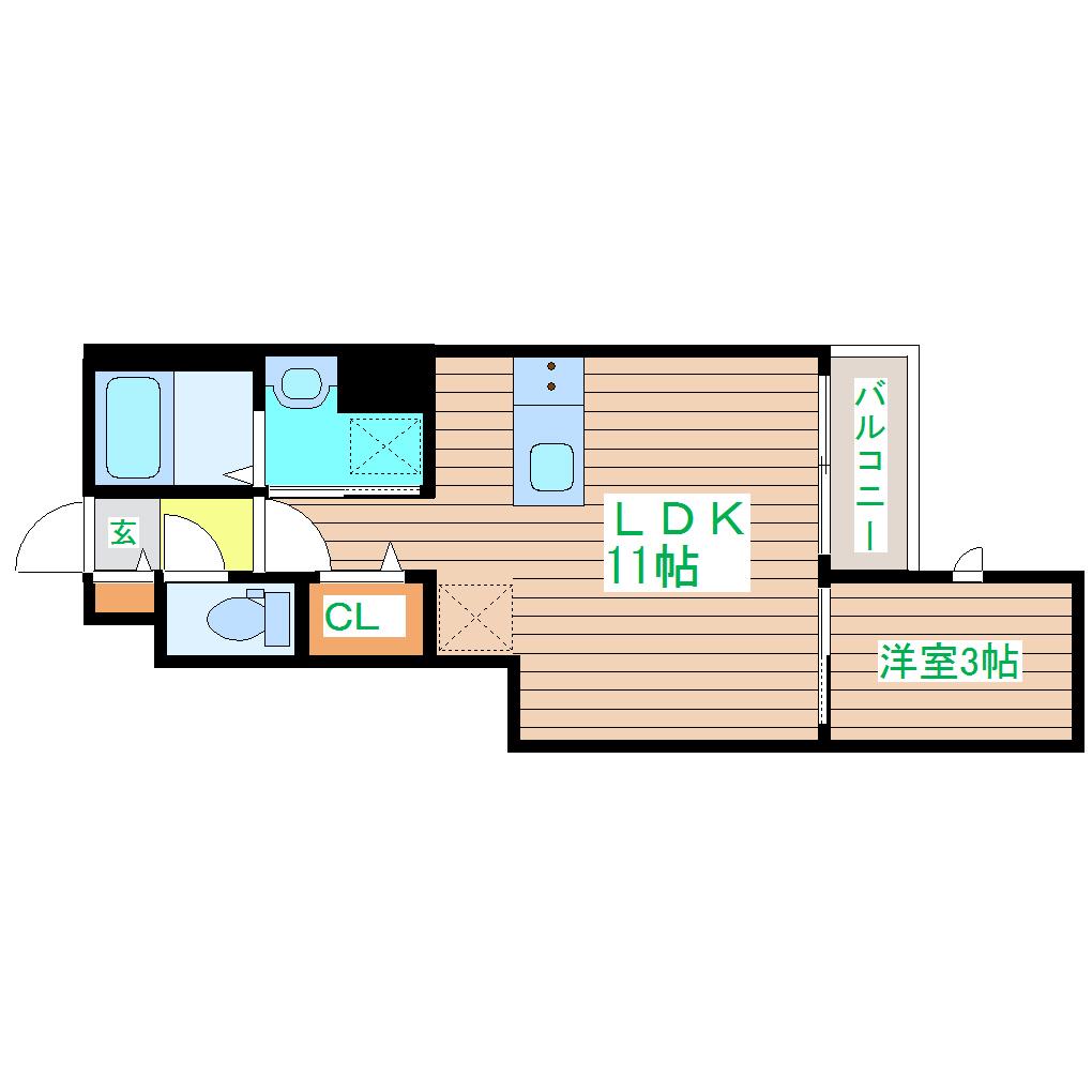 CRASTINE荒井2丁目(1LDK/1階)の間取り写真