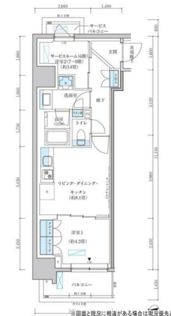 パークアクシス池袋イースト(2LDK/8階)の間取り写真