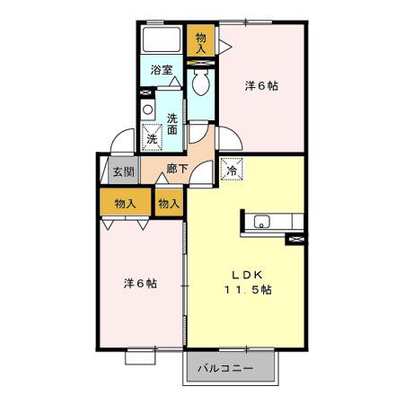 サンモール(2LDK/2階)の間取り写真