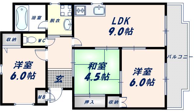 パラドール永和(3LDK/2階)の間取り写真