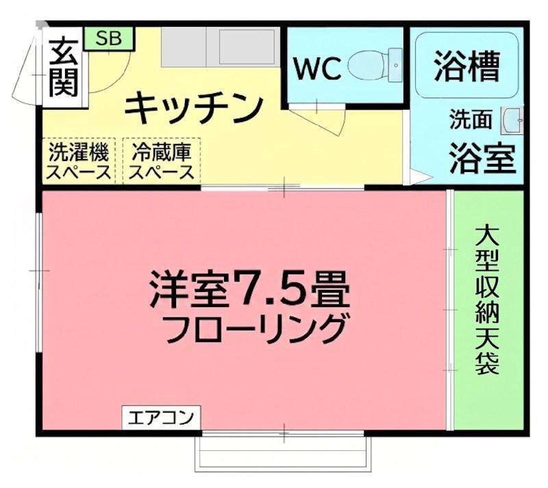 シャルム蓼川(1K/2階)の間取り写真