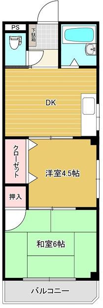 メゾンド西宮(2DK/4階)の間取り写真