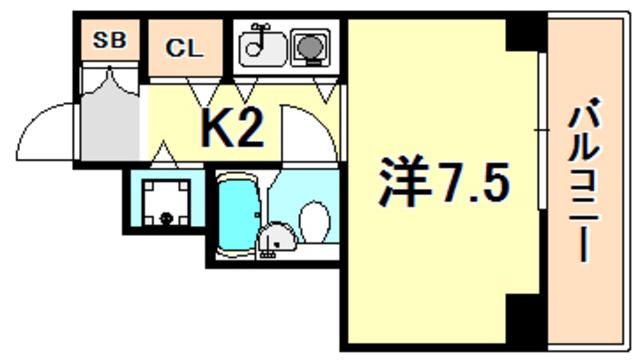 朝日プラザ西上橘通(1K/6階)の間取り写真