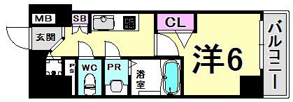 プレサンス三宮エレガンシア(1K/4階)の間取り写真