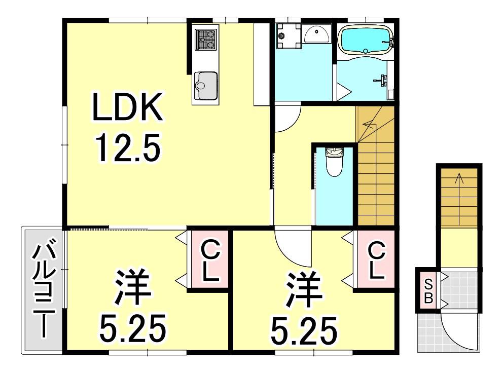KARIN会下山(2LDK/1階)の間取り写真