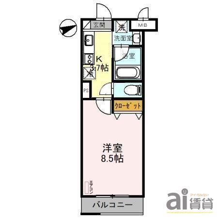 LA・FELICE(1K/3階)の間取り写真