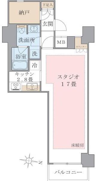 BRILLIA IST 東雲キャナルコート(1K/5階)の間取り写真