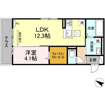 プラティアテトラ(1LDK/1階)の間取り写真