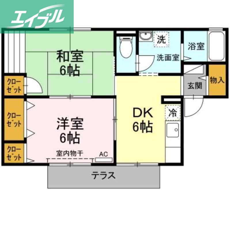 ジョイファミリー八浜 A棟(2DK/1階)の間取り写真