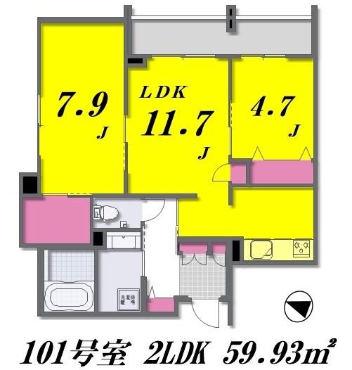 SUN ATOMOSPHEREサン アトモスフィア(2LDK/1階)の間取り写真