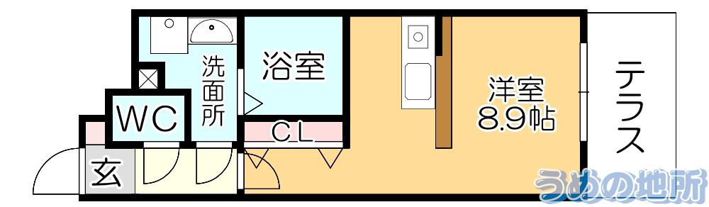 ボンシャンスMII(ワンルーム/1階)の間取り写真