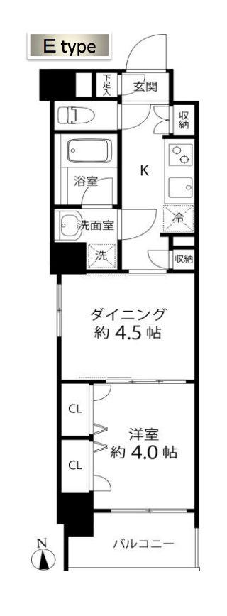 DUOSTAGE白金高輪(1DK/1階)の間取り写真