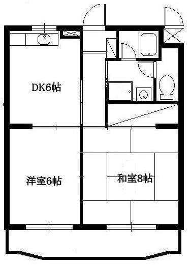ロイヤルマルトウII(2DK/2階)の間取り写真