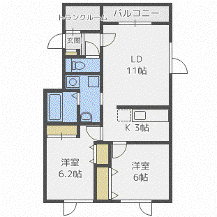 パパ・ノエール(2LDK/3階)の間取り写真