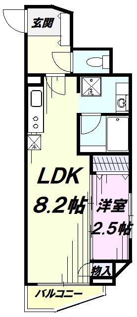 セントオハナ立川(1LDK/2階)の間取り写真