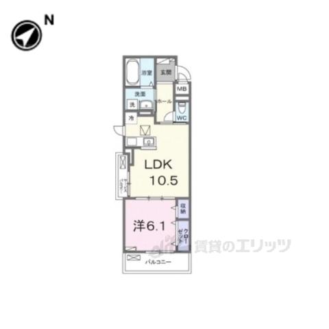 エルグランデSOU(1LDK/2階)の間取り写真