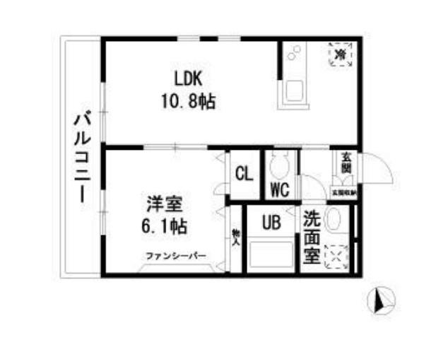 クリスタルマンション南蒲田(1LDK/2階)の間取り写真
