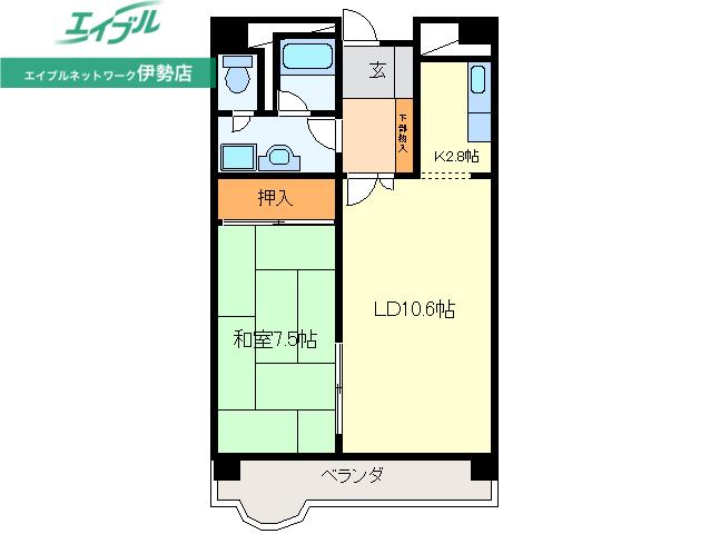 志摩アーバンリゾート一番館(1LDK/6階)の間取り写真