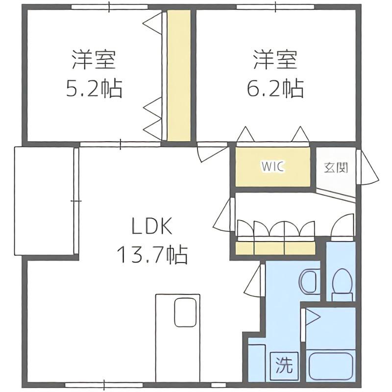 月寒イースト(2LDK/4階)の間取り写真