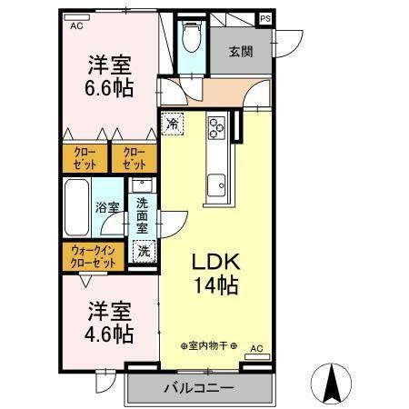 サンモンテ(2LDK/2階)の間取り写真