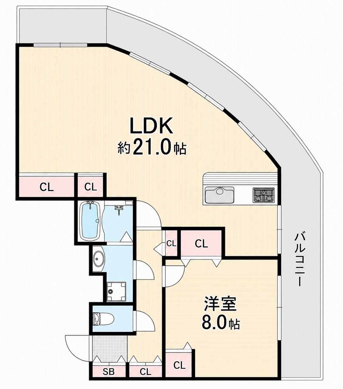 フェスタ立花南館イースト(1LDK/26階)の間取り写真
