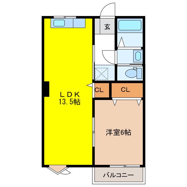 コーポ城西(1LDK/1階)の間取り写真