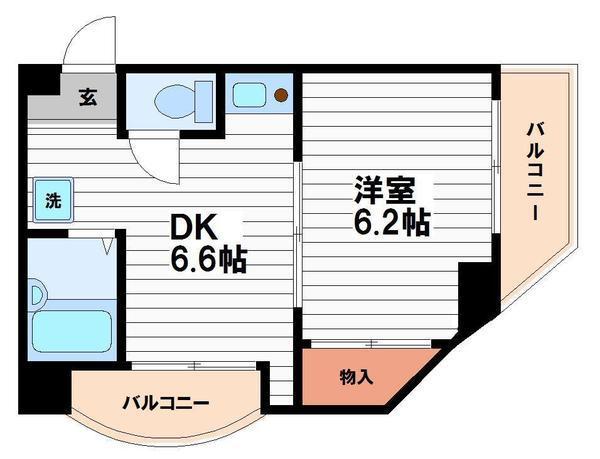 ゆずり葉(1DK/2階)の間取り写真