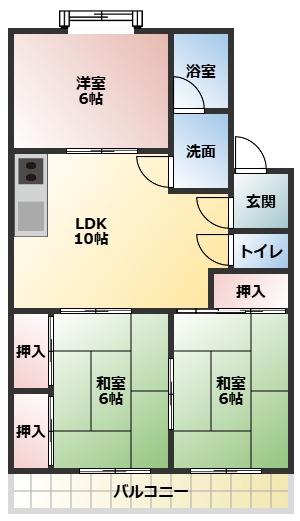 パークサイド三ツ井(3LDK/4階)の間取り写真