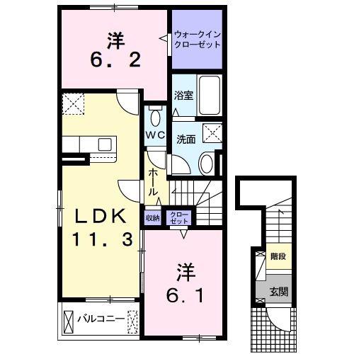プリートG(2LDK/2階)の間取り写真