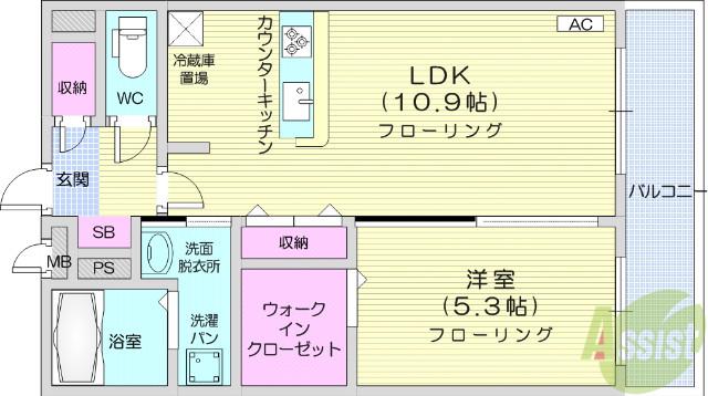 ボヌール・コート立町(1LDK/3階)の間取り写真