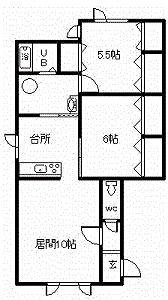 チェリー1・2(2LDK/2階)の間取り写真