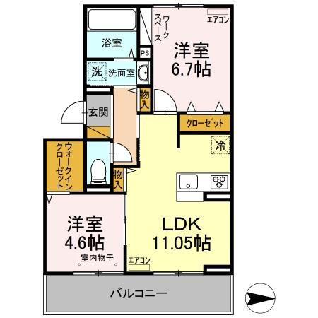 DEPARTURE(2LDK/2階)の間取り写真