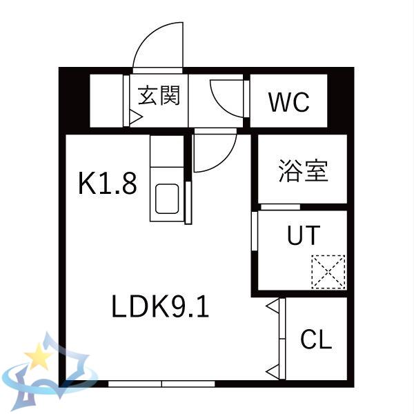 華月SAPPORO(1K/4階)の間取り写真