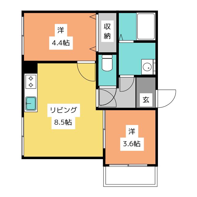 CASA MIRABEL(2LDK/1階)の間取り写真