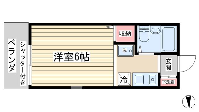 ジュネス武蔵小山(ワンルーム/1階)の間取り写真
