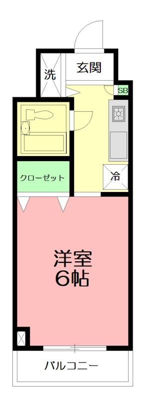 ハイライフ湘南(1K/2階)の間取り写真