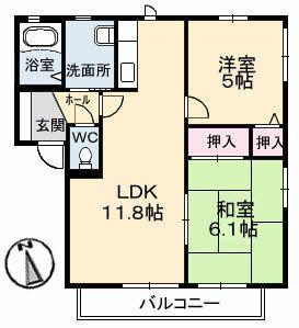 サントーク綾羅木(2LDK/2階)の間取り写真
