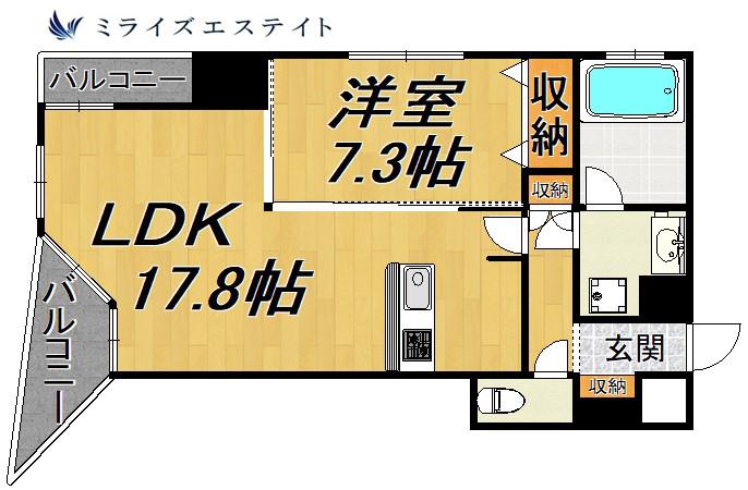 プロシード金山Ⅱ(1LDK/7階)の間取り写真