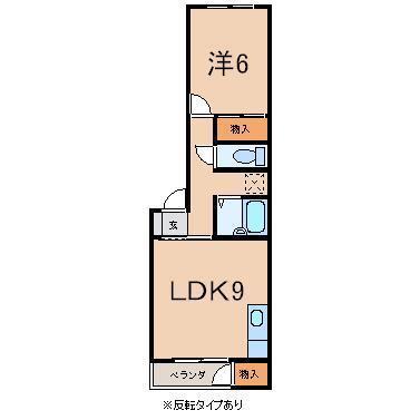 アルカディア(1LDK/2階)の間取り写真