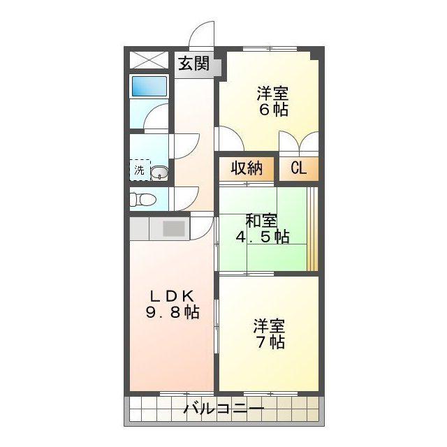 ドゥーナーレ津(3LDK/5階)の間取り写真