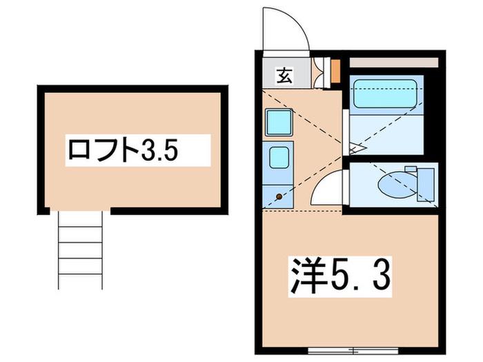 GAタウン鶴ヶ峰II(ワンルーム/2階)の間取り写真