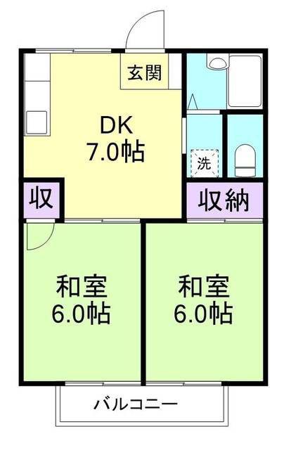 ガーデンハイツ有家(2DK/1階)の間取り写真